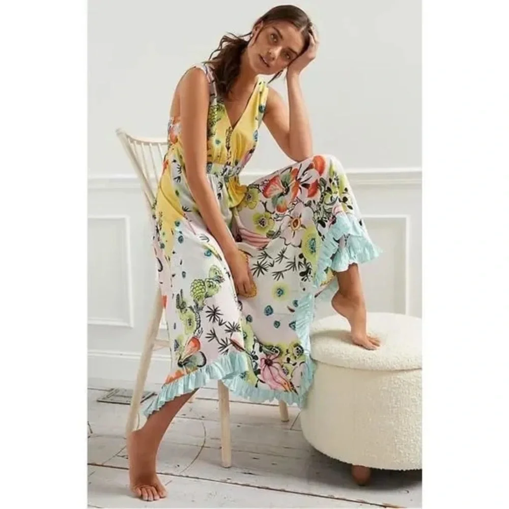Anthropologie Yellow Floral Dress - Picture 1 of 15